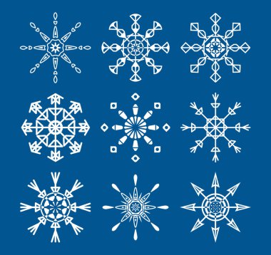 Beyaz renkli kar tanesi vektörü kümesi