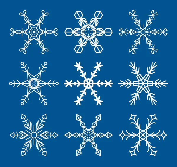 Beyaz renkli kar tanesi vektörü kümesi