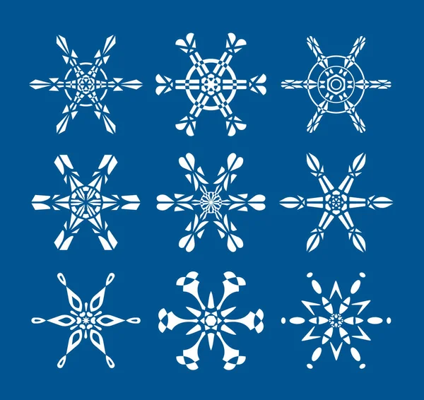 Establecer vector de copo de nieve en color blanco — Archivo Imágenes Vectoriales