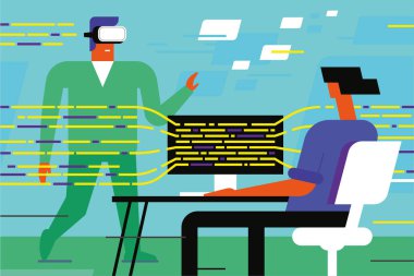 Sanal gerçeklik programcılar bir program test ediyoruz