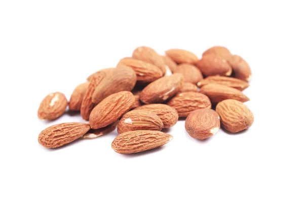Almond Isolated Group Nuts White Background Pile Almonds Seeds Collection — Stock Photo, Image