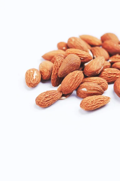 Almond Isolated Group Nuts White Background Pile Almonds Seeds Collection — Stock Photo, Image