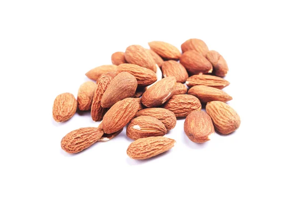 Almond Isolated Group Nuts White Background Pile Almonds Seeds Collection — Stock Photo, Image