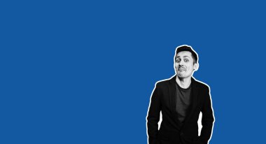 Dergi tarzı renkli duygusal moda deli ile kolaj 