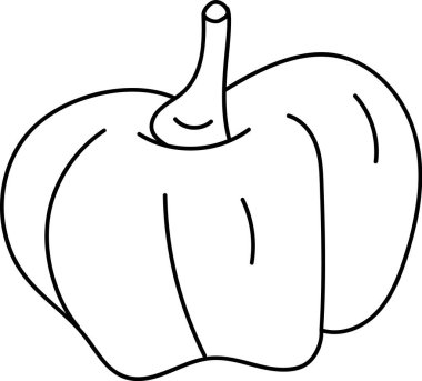 Basit bir hatları ve pürüzsüz kıvrımları olan bir balkabağı. Sebze, temiz çizgiler ve en az detayla çizilmiş. Çizgi film vektör illüstrasyonu.