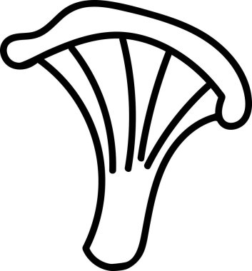 Kalın çizgilerle çizilmiş geniş kapaklı ve ince saplı tek bir mantar. Mantar, net hatları olan basit bir şekilde tasvir edilir. Çizgi film vektör illüstrasyonu.