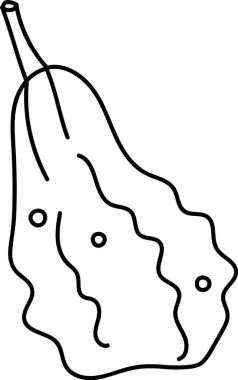 Akan kıvrımlar ve noktalarla özetlenmiş basit bir sanat tarzında bir su kabağı. Sebze dalgalı çizgiler ve dairesel aksanlarla tasvir edilir. Çizgi film vektör illüstrasyonu.