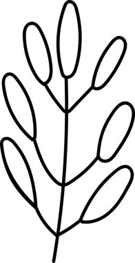 Temiz çizgiler ve basit şekillerle çizilmiş stilize bir yaprak. İllüstrasyon, minimalist hatlar kullanan bir botanik formu tasvir ediyor. Çizgi film vektör illüstrasyonu.