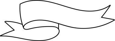 Temiz bir sanat tarzında kıvrımlı kenarları olan dalgalı bir kurdele afişi. Pankartta düz kıvrımlar ve sivri uçlar basit bir taslakta yer alıyor. Çizgi film vektör illüstrasyonu.