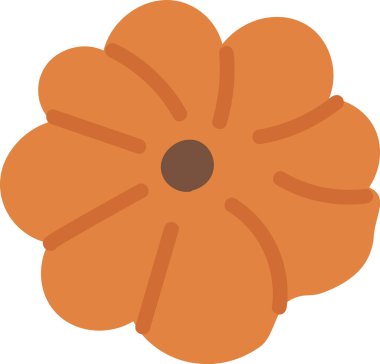 Düz, cesur bir şekilde merkezi noktalı balkabağı şeklinde bir kurabiye. Tasarım düzgün kıvrımlar ve temiz bir görünüm için basit çizgiler içerir. Çizgi film vektör illüstrasyonu.