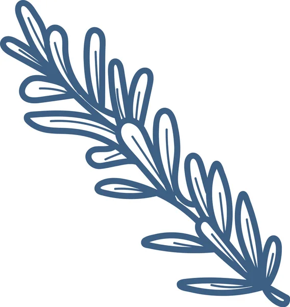 Temiz bir vektör tarzında uzatılmış yaprakları olan stilize bir bitki dalı. İllüstrasyon, basitleştirilmiş yaprak şekilli bir botanik elementi tasvir ediyor. Çizgi film vektör illüstrasyonu.