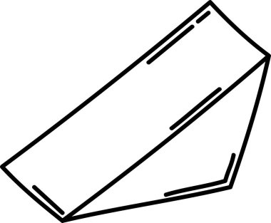 Çizgi film tarzında üç boyutlu çizgileri olan geometrik bir üçgen karalama. Çizim, cesur hatları ve perspektif derinliği olan üçgen bir şekil tasvir ediyor. Çizgi film vektör illüstrasyonu.