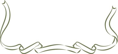 Kıvrımlı sonu düz bir sanat tarzıyla biten dalgalı bir kurdele afişi. Afiş zarif ve akıcı bir hareketle zarif kemerler. Çizgi film vektör illüstrasyonu.