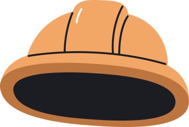 Pürüzsüz hatları olan temiz ve cesur bir şapka. Güvenlik kaskı basit bir dış hatla yan açıyla gösteriliyor. Çizgi film vektör illüstrasyonu.