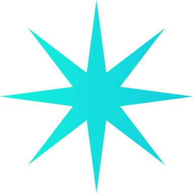 Sekiz köşeli bir yıldız patlaması. Temiz bir vektör tarzında keskin kenarları var. Yıldızların simetrik dizaynı çarpıcı bir geometrik desen yaratır. Çizgi film vektör illüstrasyonu.