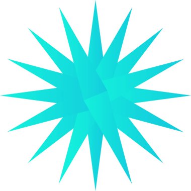 Keskin kenarlı, üçgen yüzeyleri geometrik tarzda üst üste binen bir yıldız patlaması. Dikenli şekil merkezden dinamik bir şekilde yayılıyor. Çizgi film vektör illüstrasyonu.