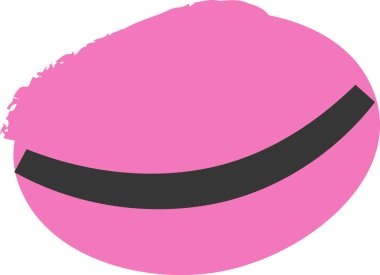 Çizgi film tarzında pürüzsüz desenli ve kalın hatlı pastel pastırmalı kurabiye. Görüntü, yuvarlak şekilli ve üzerinde kalın bir çizgi bulunan stilize edilmiş bir tatlıyı tasvir ediyor. Çizgi film vektör illüstrasyonu.