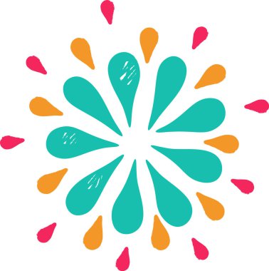 Gözyaşı deseni soyut bir şekilde dinamik bir havai fişek patlaması oluşturur. Kıvrımlı şekiller dışa doğru yayılıyor ve canlı bir patlama etkisi yaratıyor. Çizgi film vektör illüstrasyonu.