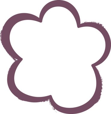 Çizgi film tarzında dokulu bir kenarı olan cesur, soyut bir çiçek ana hatları. Resimde pürüzlü kenarları olan basit bir çiçek şekli yer alıyor. Çizgi film vektör illüstrasyonu.