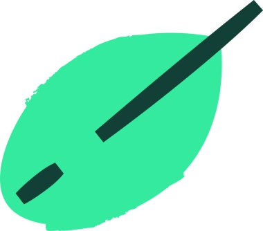 Modern vektör tarzında kalın çapraz çizgileri olan stilize bir yaprak. İllüstrasyonda çarpıcı eğimli çubuğu olan basit bir geometrik şekil yer alıyor. Çizgi film vektör illüstrasyonu.