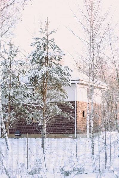 Winter, Schnee, Zuhause, hartes Licht, Leben außerhalb der Stadt — Stockfoto