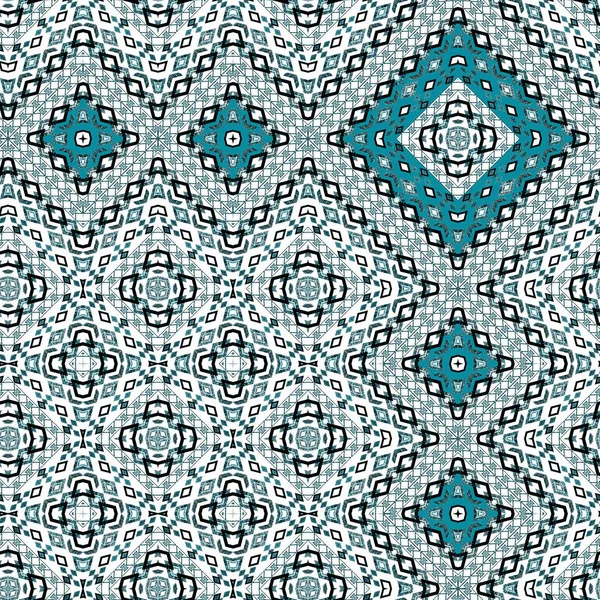 Seamless Oriental pattern . Black, turquoise ornament on white background.