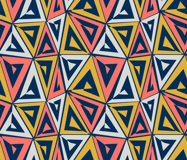 Абстрактный Геометрический Бесшовный Рисунок Коралловый Серый Желтый Треугольники Синем Фоне — стоковое фото