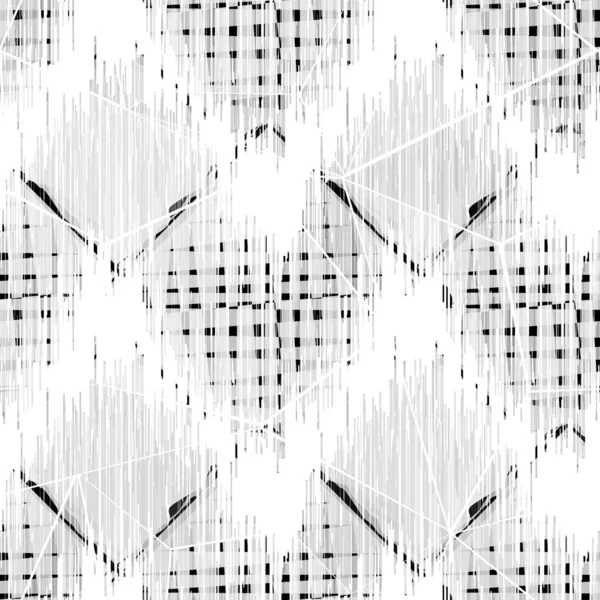 Seamless abstract geometric monochrome pattern.Black and white ornament on a gray background.