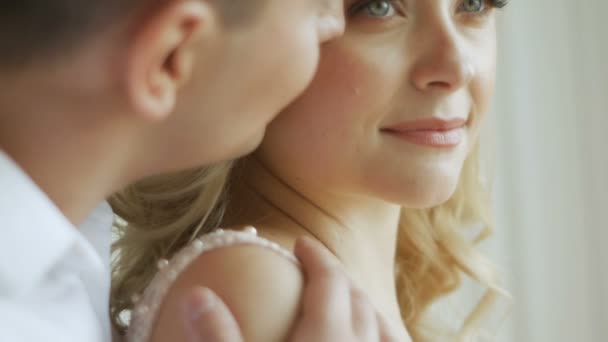 Guy Kisses His Beloved Pregnant Woman Stock Video Guy Kisses His Beloved Pregnant Woman Stock Video