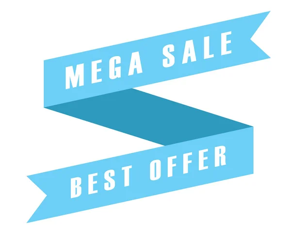 Mega Sale Best Offer Blue Tag Ribbon Banner Icon White — Stock Photo, Image