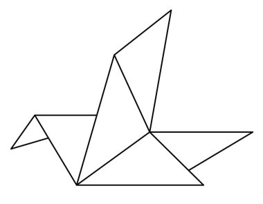 origami kağıt kuş simgesi beyaz arka plan üzerinde. origami çizgi işareti. düz stil.