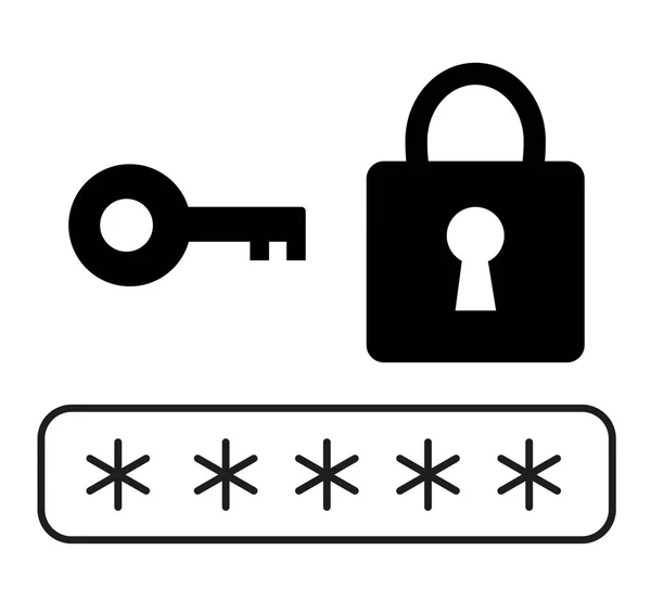Icona Sicurezza Password Sfondo Bianco Stile Piatto Password Simbolo Sicurezza — Vettoriale Stock