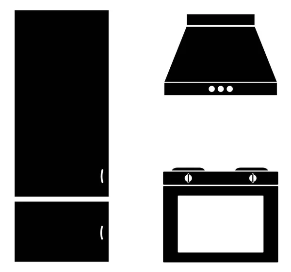厨房的招牌 现代厨房内有燃气灶 平面样式 — 图库矢量图片