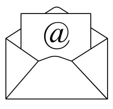 E-posta simgesi beyaz arka plan üzerinde trendy düz stilde anahat. Anahat e-posta simgesi, web sitesi tasarımı, logo, app, Kullanıcı arabirimi için. e-posta vektör işareti.