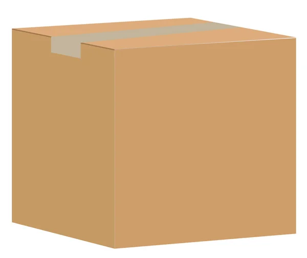 Brown Closed Carton Delivery Packaging Box Isolated White Background Paper — Stock Vector