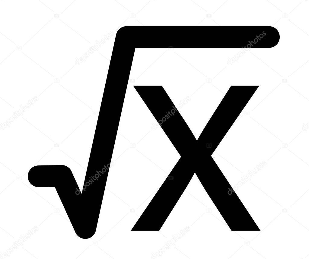 Square root icon in trendy flat style on white background. silhouette symbol. square root symbol for your web site design Square root icon logo, app, UI. square root of x glyph icon. mathematical expression.