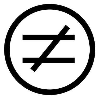 eşittir işareti değil. düz stil. Beyaz arka plan üzerinde izole simge tasarlamak eşit değildir. grafik tasarım, Web sitesi, Kullanıcı arabirimi için eşit değil simgesi. matematik sembolleri glif simgesi. 