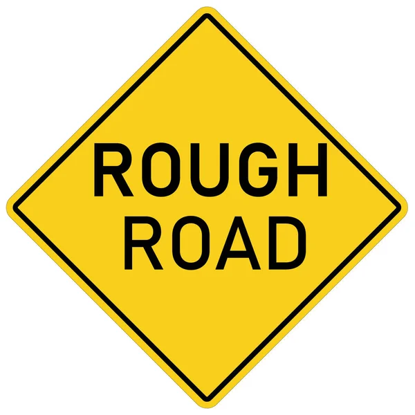 白い背景の大まかな道路警告サイン フラット スタイル 黄色いひし形の危険の道路標識 でこぼこ道のシンボル — ストックベクタ