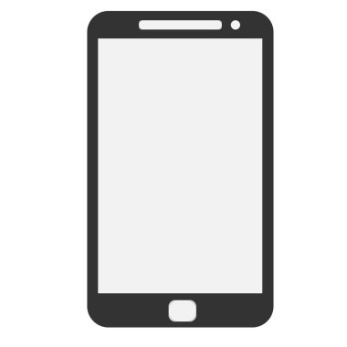 siyah modern gerçekçi smartphone boş beyaz ekran ile vektör Illustration. Beyaz arka plan üzerinde izole Smartphone. Telefon simgesi tasarım web sitesi tasarımı, logo, app, Kullanıcı arabirimi için. düz stil.
