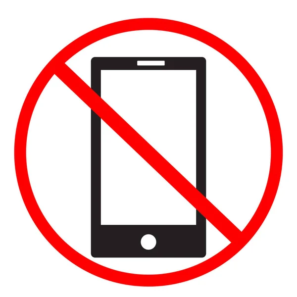 Žádný Mobil Podepsat Bílém Pozadí Žádné Mobilní Telefony Ikonu Design — Stockový vektor