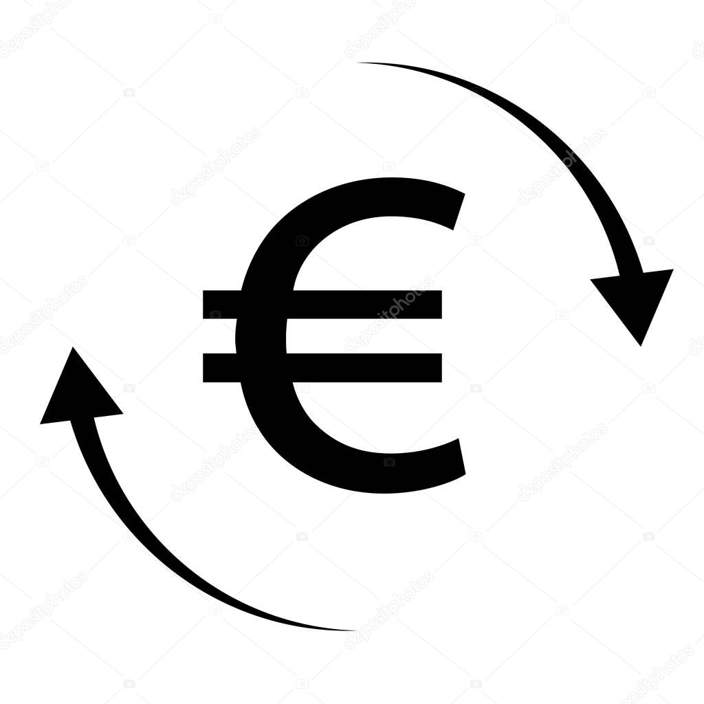 Euro money transfer on white background. money convert icon for your web site design, logo, app, UI. flat style. logo money transfers symbol. euro sign.