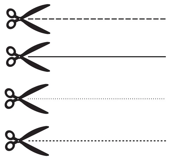 Ucher Coupon Pointillé Lignes Définir Des Ciseaux Avec Ligne Pointillée — Image vectorielle