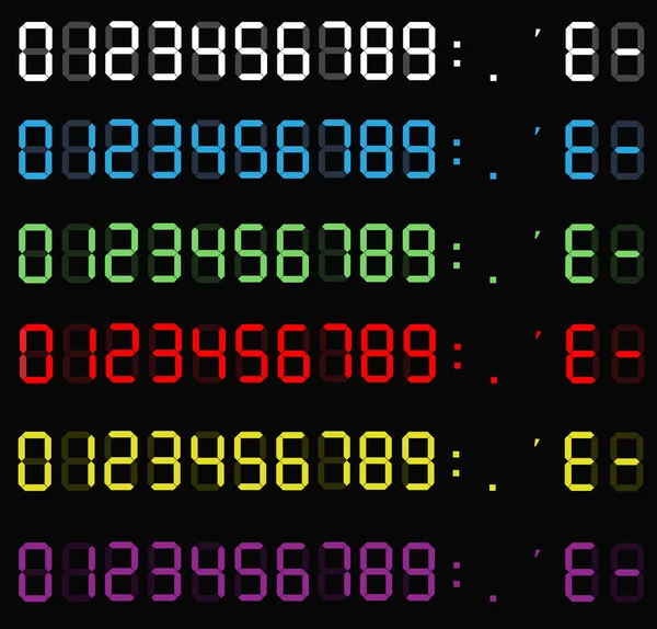 Satz Digitaler Rechner Zahlen Elektronische Zahlen Lcd Digitale Nummer Uhr — Stockvektor