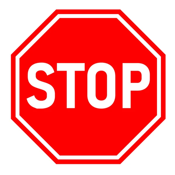 Stop Rouge Sur Fond Blanc Style Plat Panneau Rouge Stop — Image vectorielle