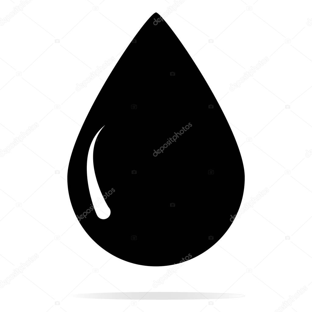 Drop icon on white background. flat style. black drop icon for your web site design, logo, app, UI. rain drop sign. pure water drop symbol. a drop with shadow sign.