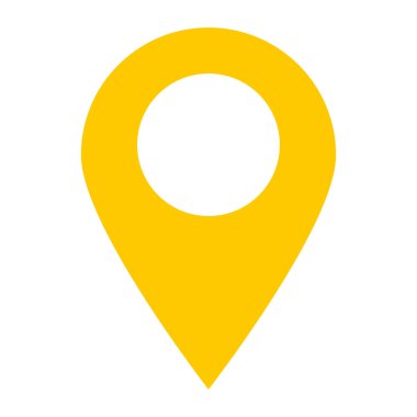 Beyaz arka plan üzerinde konum PIN simgesi. Konumu toplu iğne nokta. düz stil. sarı konumu PIN sembolü. sarı harita işaretçi simgesi web sitesi tasarımı, logo, app, Kullanıcı arabirimi için. 