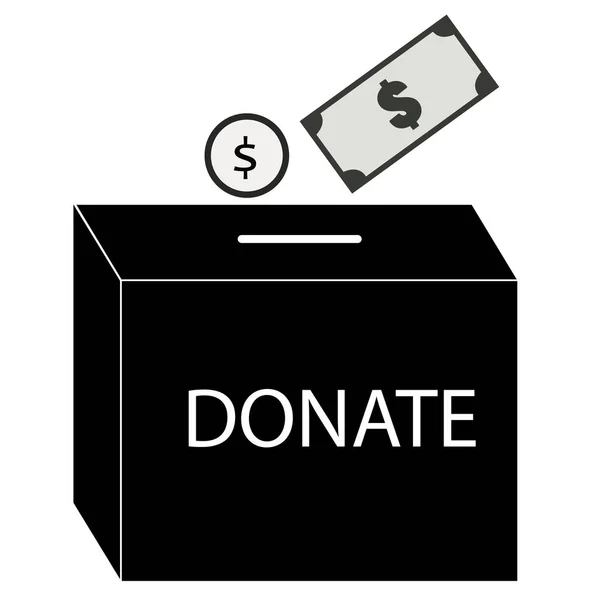 在白色背景上捐赠金钱图标 平坦的风格 捐赠图标设计的标志 移动应用程序 捐赠箱标志 — 图库矢量图片