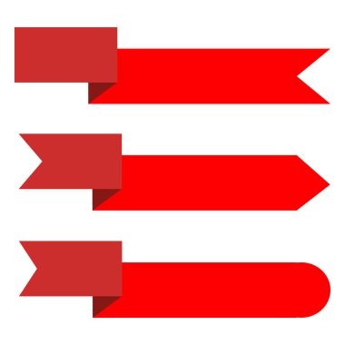 Beyaz arka plan üzerinde şerit afiş. Kırmızı Etiketler ve etikel koleksiyonu ayarla. düz tasarım web çıkartmaları. kırmızı kaset. Şerit afiş.