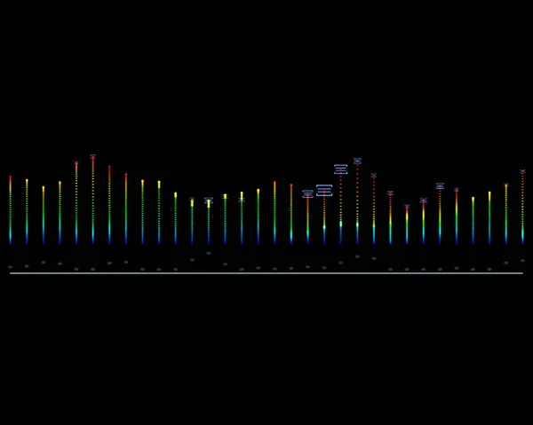 Equalizzatore Audio Onda Sonora Equalizzatore Musicale Multicolore Digitale Sfondo Nero — Foto Stock