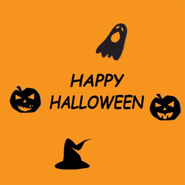 mutlu Cadılar Bayramı turuncu arka plan üstünde kutsal kişilerin resmi. düz stil. mutlu Cadılar Bayramı gün simgesi web sitesi tasarımı, logo, app, Kullanıcı arabirimi için. 